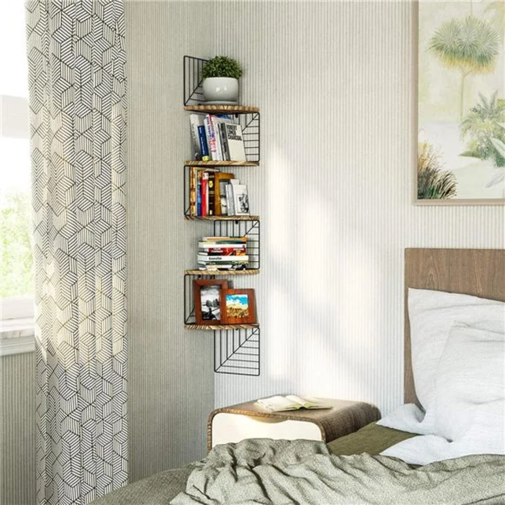 Corner Shelf Wall Mount 5 Tier Floating Shelves Bedroom Living Room Bathroom